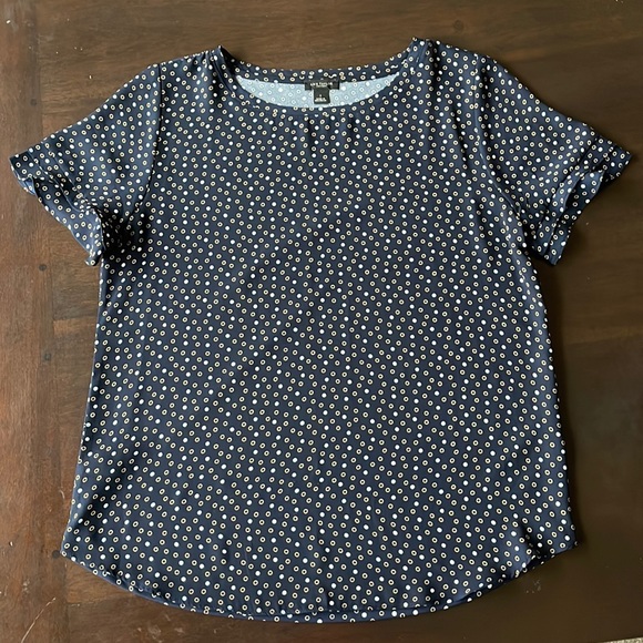 Ann Taylor Factory Tops - Navy blouse with tiered ruffles on sleeves